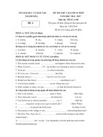 Đề thi thử tuyểnsinh vào lớp 10 môn tiếng Anh so gd dt thanh hoa năm học 2016 2017 lan 6