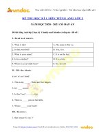 Tải về 2 Đề thi học kì 1 lớp 2 môn tiếng Anh sách Family and Friends 2