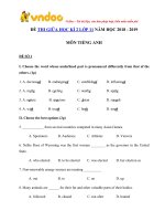 Đề thi giữa học kì 2 môn tiếng anh lớp 11 năm học 2018 2019 
