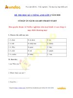 Tải về Đề thi tiếng Anh lớp 2 học kì 1 i-learn Smart Start năm 2020 số