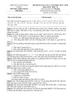 ĐỀ VÀ ĐÁP ÁN KHẢO SÁT HÓA 11 LẦN 2 NĂM HỌC 2019-2020 | Trường THPT Đoàn Thượng