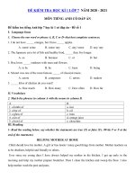 Tải Bộ 5 đề thi học kì 1 môn Tiếng Anh lớp 7 có đáp án năm 2020 - Đề thi tiếng Anh lớp 7 học kì 1 có đáp án - 5 Đề