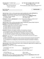 tập hợp bộ các mã đề thi thử tốt nghiệp thpt môn tiếng anh kèm ma trận đáp án có thể sử dụng để tổ chức thi thử cho học sinh ngay tại nhà trường hoặc thi theo nhóm