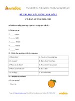 Tải về Đề thi học kì 1 lớp 2 môn Tiếng Anh - Tìm đáp án, giải bài tập,