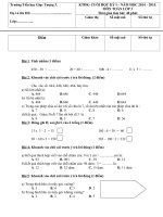 Tải Đề kiểm tra cuối học kì 1 môn Toán lớp 3 năm học 2014-2015 trường Tiểu học Giục Tượng 3, Kiên Giang - Đề kiểm tra học kì I môn Toán lớp 3 có đáp án