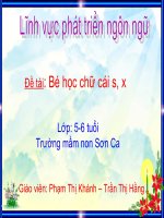 Bài giảng mầm non làm quen chữ cái s, x   phạm thị khánh 