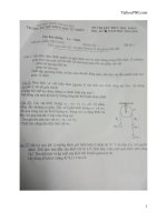 Đề thi kết thúc học kỳ I năm học 2019-2020 môn Cơ - Nhiệt (Đề số 1) - ĐH Khoa học Tự nhiên (ĐHQGHN)