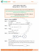 TOÁN TIẾNG VIỆT LỚP 2 Bài tập Tuần 12 – NÂNG CAO – ĐỀ 1