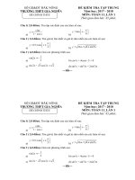 Đề kiểm tra 1 tiết Toán học (Đại số) lớp 11 lần 1, năm học 2017 – 2018