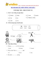 Tải về Đề thi tiếng Anh lớp 2 học kỳ 1 năm 2019 - 2020 - Tìm đáp án,