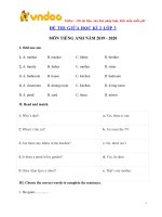 Tải về Đề thi giữa kì 2 lớp 3 môn tiếng Anh năm 2019 - 2020 - Tìm đáp