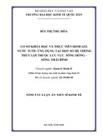 Cơ sở khoa học và thực tiễn định giá nước tưới ứng dụng tại một số hệ thống thủy lợi thuộc lưu vực Sông Hồng - Sông Thái Bình