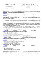 Đề thi học kỳ 2 Tiếng Anh 12 năm 2017 - 2018 trường THPT Quế Võ 1 - Bắc Ninh - THI247.com