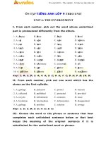 Tải Bài tập trắc nghiệm Tiếng Anh lớp 9 Unit 6 The Environment - Ôn tập Tiếng Anh lớp 9 theo từng Unit có đáp án