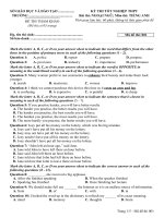 tập hợp bộ các mã đề thi thử tốt nghiệp thpt môn tiếng anh kèm ma trận đáp án có thể sử dụng để tổ chức thi thử cho học sinh ngay tại nhà trường hoặc thi theo nhóm