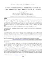 Áp dụng phương pháp phân tích thứ bậc (AHP) để lựa chọn phương thức thực hiện dự án đầu tư xây dựng