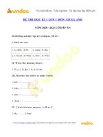 Tải về 10 đề ôn thi học kì 1 lớp 3 môn Tiếng Anh năm học 2019 - 2020 -