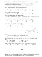 Toán 7 Đề thi học kì I De KT hoc ki I môn toán lop 7 de 2