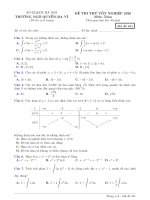 Đề thi thử tốt nghiệp Toán THPT 2020 lần 1 trường Ngô Quyền, Ba Vì Hà Nội