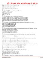 Bộ câu hỏi trắc nghiệm Địa lí 11 ôn thi học kỳ II