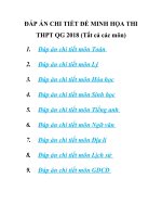 ĐÁP ÁN CHI TIẾT ĐỀ MINH HỌA THI THPT QG 2018 TẤT CẢ CÁC MÔN
