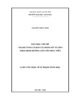 Dạy học chủ đề “ba bài toán cơ bản của phân số” ở lớp 6 theo định hướng gắn với thực tiễn 