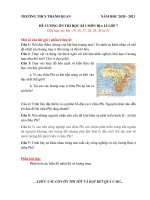 trường thcs thanh quan năm học 2020  2021đề cương ôn thi học kì i môn địa lí lớp 7