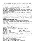 đề cương môn vật lý 8 – học kỳ i năm học 2020  2021i lý thuyết