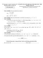 Đề kiểm tra giữa kỳ 1 Toán 10 trường Lý Thái Tổ Bắc Ninh năm học 2019-2020