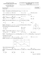 Đề thi thử tốt nghiệp THPT 2020 môn Toán chuyên Hà Tĩnh, 50 câu hỏi trắc nghiệm