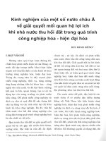 Kinh nghiệm của một số nước châu á về giải quyết mối quan hệ lợi ích khi nhà nước thu hồi đất trong quá trình công nghiệp hoá - hiện đại hóa