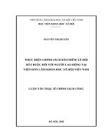 Thực hiện chính sách bảo hiểm xã hội bắt buộc đối với người lao động tại viện hàn lâm khoa học xã hội việt nam 