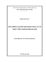 Tội chống người thi hành công vụ từ thực tiễn thành phố hà nội 