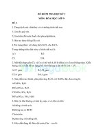 HÓA HỌC 9 - ĐỀ KIỂM TRA HỌC KỲ I - Hóa Học