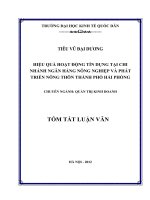 Hiệu quả hoạt động tín dụng tại chi nhánh Ngân hàng Nông nghiệp và Phát triển nông thôn thành phố Hải Phòng