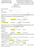 Đề thi thử THPTQG năm 2020 môn Anh THPT TX Quảng Trị lần 1