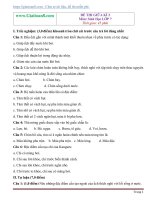 Đề thi giữa kì 2 môn Sinh Học lớp 7 trắc nghiệm, tự luận có đáp án