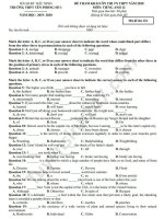 Đề thi thử THPTQG THPT Yên Phong số 1 năm 2020 môn Anh