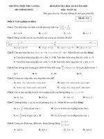 Đề thi học kì 2 Toán 10 Trường THPT Phú Lương, Thái Nguyên năm học 2019 2020