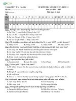 Đề kiểm tra Lịch sử Lớp 12 (Học kì 1)