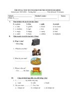 Tải Đề thi học kỳ 2 môn Tiếng Anh lớp 4 năm học 2015 - 2016 theo Giáo trình Let's go 1B - Đề thi cuối kì 2 môn tiếng Anh lớp 4 năm 2016