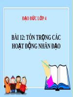 Bài giảng Đạo đức 4 bài 12 Tích cực tham gia các hoạt động nhân đạo | GDCD, Lớp 4 - Ôn Luyện