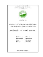 (Khóa luận tốt nghiệp) Nghiên cứu tri thức bản địa sử dụng cây thuốc tại xã Lê Lai, huyện Thạch An, tỉnh Cao Bằng