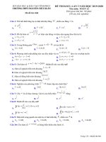 Đề thi KSCL Toán 12 lần 3 năm 2019 – 2020 trường THPT Nguyễn Viết Xuân – Vĩnh Phúc