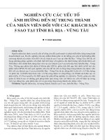 Nghiên cứu các yếu tố ảnh hưởng đến sự trung thành của nhân viên đối với các khách sạn 5 sao tại tỉnh Bà Rịa - Vũng Tàu