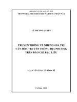 Truyền thông về những giá trị văn hóa truyền thống địa phương trên báo chí Bạc Liêu