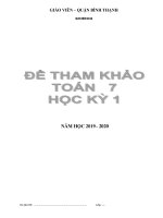 Đề thi thử học kì 1 môn Toán lớp 7 năm 2019 - 2020 có đáp án | Toán học, Lớp 7 - Ôn Luyện