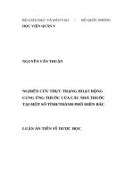 Nghiên cứu thực trạng hoạt động cung ứng thuốc của các nhà thuốc tại một số tỉnh-thành phố miền Bắc (FULL TEXT)