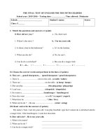 Tải Đề thi học kỳ 2 môn Tiếng Anh lớp 5 năm học 2015 - 2016 theo Giáo trình Let's go 2A - Đề thi cuối kì 2 môn tiếng Anh lớp 5 năm 2016