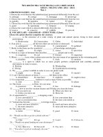 Kiểm tra 1 tiết lần 3 tiếng Anh lớp 12 (With key)